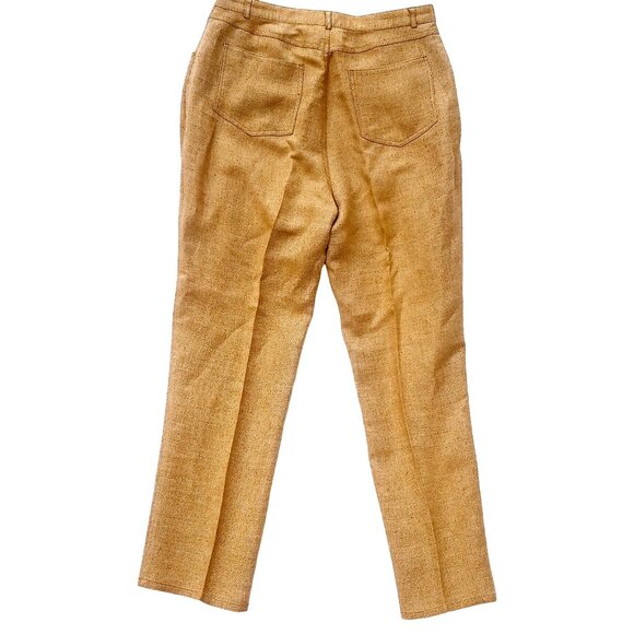 Doncaster Women's 12 Pants Linen Blend Gold High-Waisted Straight Leg Trousers - Picture 2 of 11
